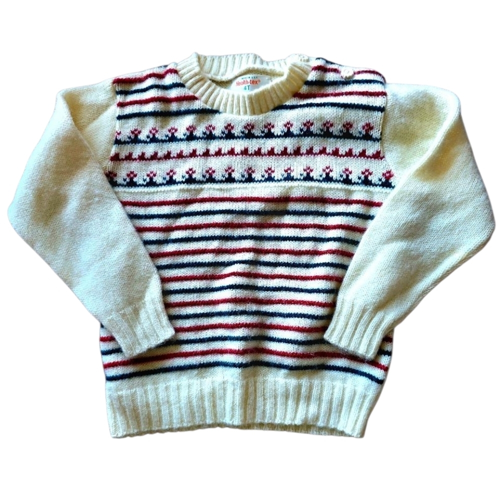 Healthtex Vintage Girls Christmas Red And Green Stripe Toddler Size 4T